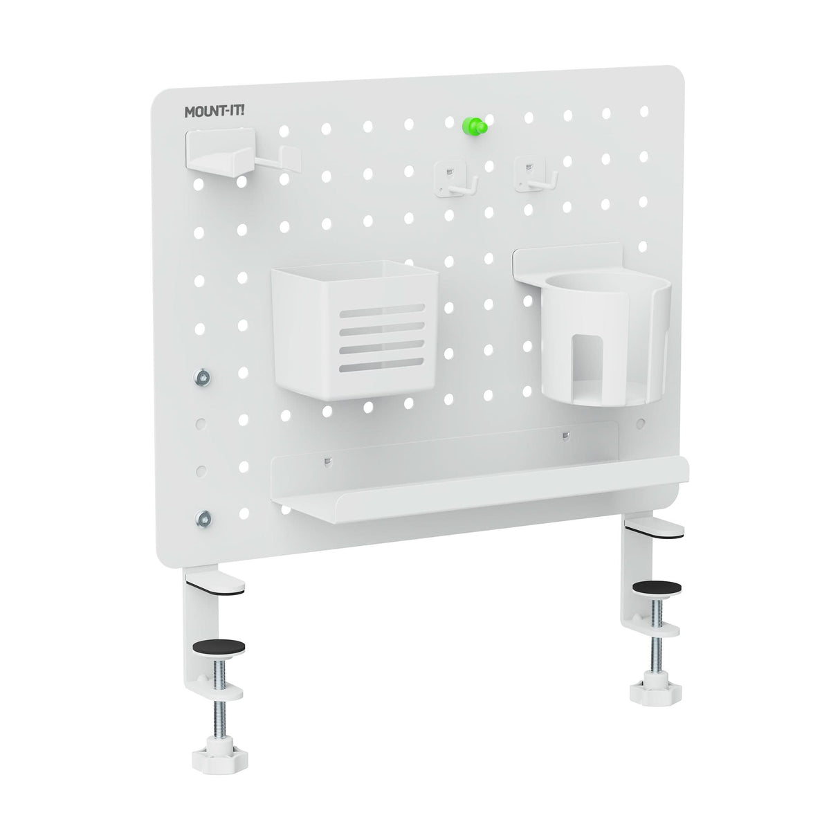 White Desk Accessories - Clamp-on Pegboard Organizer - Mount-It! - MI-7302WHT