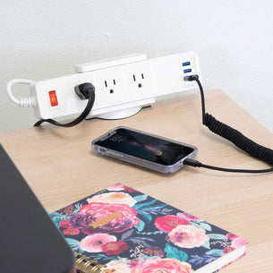 White Cable Management - Desktop Power Strip - Mount-It! - MI-7281 White Cable Management - Desktop Power Strip - Mount-It! - MI-7281