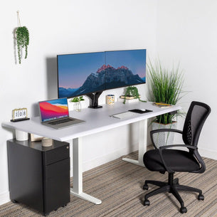 White Standing Desk - Dual Motor Electric Standing Desk with 72" Tabletop - White Base - Mount-It! - MI-18124 White Standing Desk - Dual Motor Electric Standing Desk with 72" Tabletop - White Base - Mount-It! - MI-18124