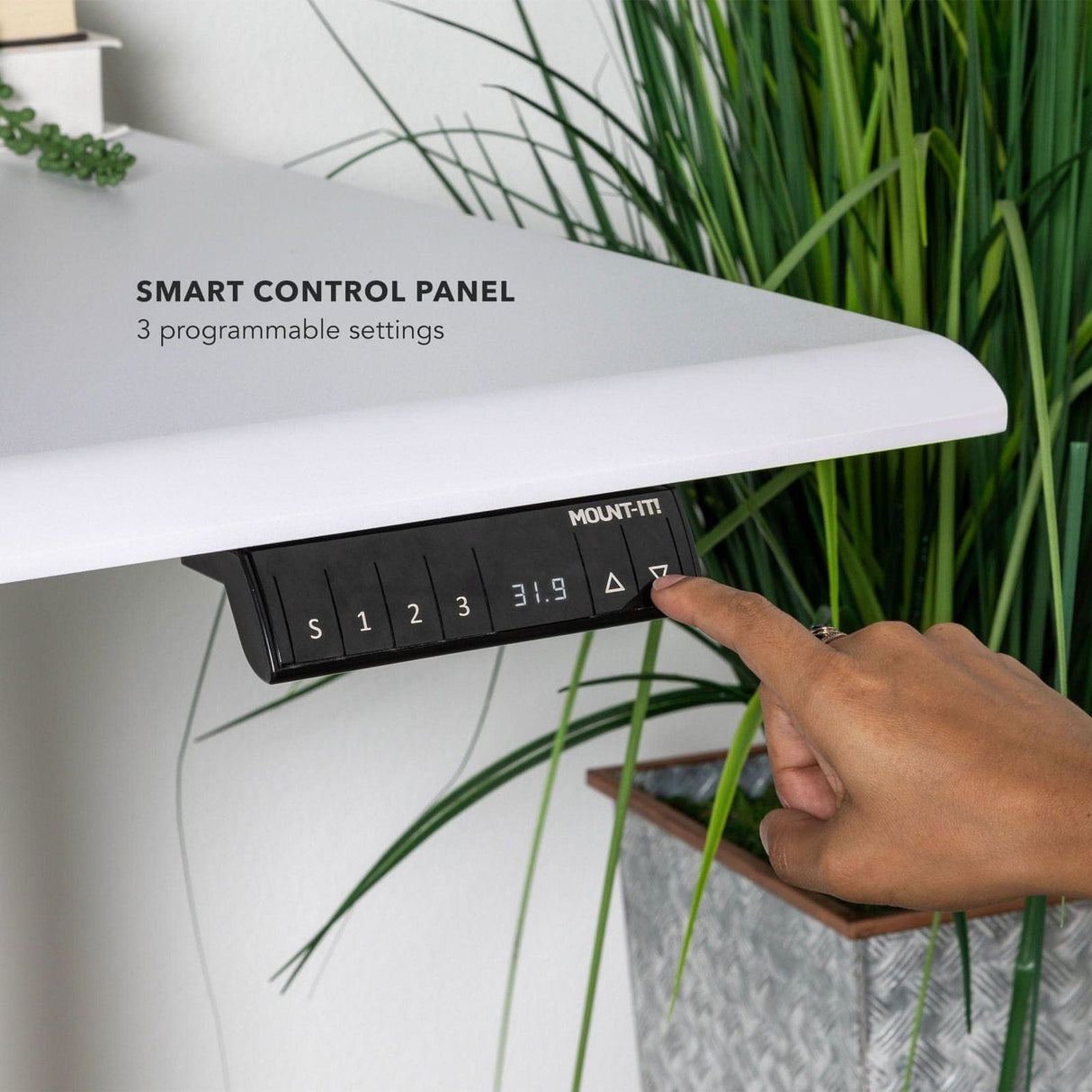 Dual Motor Electric Standing Desk with 72" Tabletop - White Base White Standing Desk - Dual Motor Electric Standing Desk with 72" Tabletop - White Base - Mount-It! - MI-18124