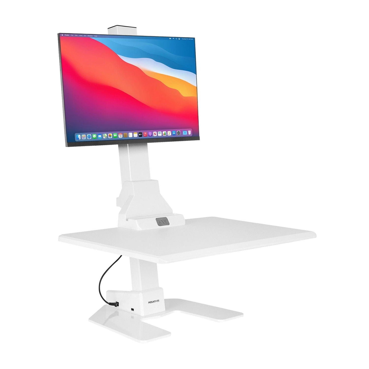 White Desk Converters - Electric Standing Desk Converter for 1 Monitor - Mount-It! - MI-7951WHT