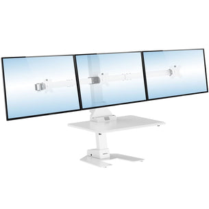 White Desk Converters - Electric Standing Desk Converter for 3 Monitors - Mount-It! - MI-7983WHT White Desk Converters - Electric Standing Desk Converter for 3 Monitors - Mount-It! - MI-7983WHT