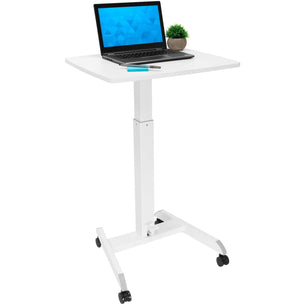 White Mobile Standing Desk - Height Adjustable Rolling Laptop Desk - Mount-It! - MI-7997 White Mobile Standing Desk - Height Adjustable Rolling Laptop Desk - Mount-It! - MI-7997