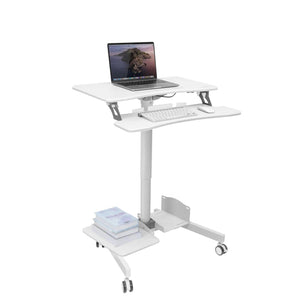 White Mobile Standing Desk - Mobile Sit-Stand Computer Workstation - Mount-It! - MI-7979W White Mobile Standing Desk - Mobile Sit-Stand Computer Workstation - Mount-It! - MI-7979W