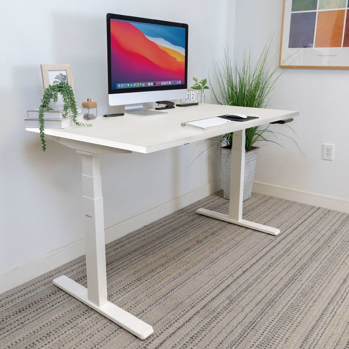 Ultimate Dual Motor Electric Standing Desk with 48" Tabletop White Standing Desk - Ultimate Dual Motor Electric Standing Desk with 48" Tabletop - White Base - Mount-It! - MI-18066
