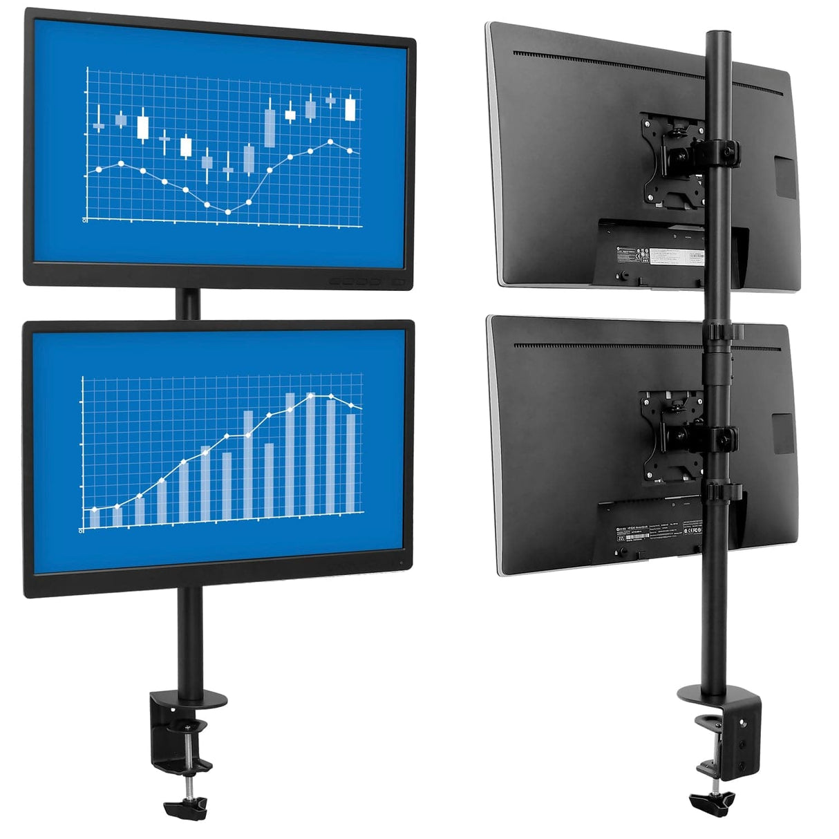 Vertical Dual Monitor Mount Black Monitor Mount - Vertical Dual Monitor Mount - Mount-It! - MI-1768