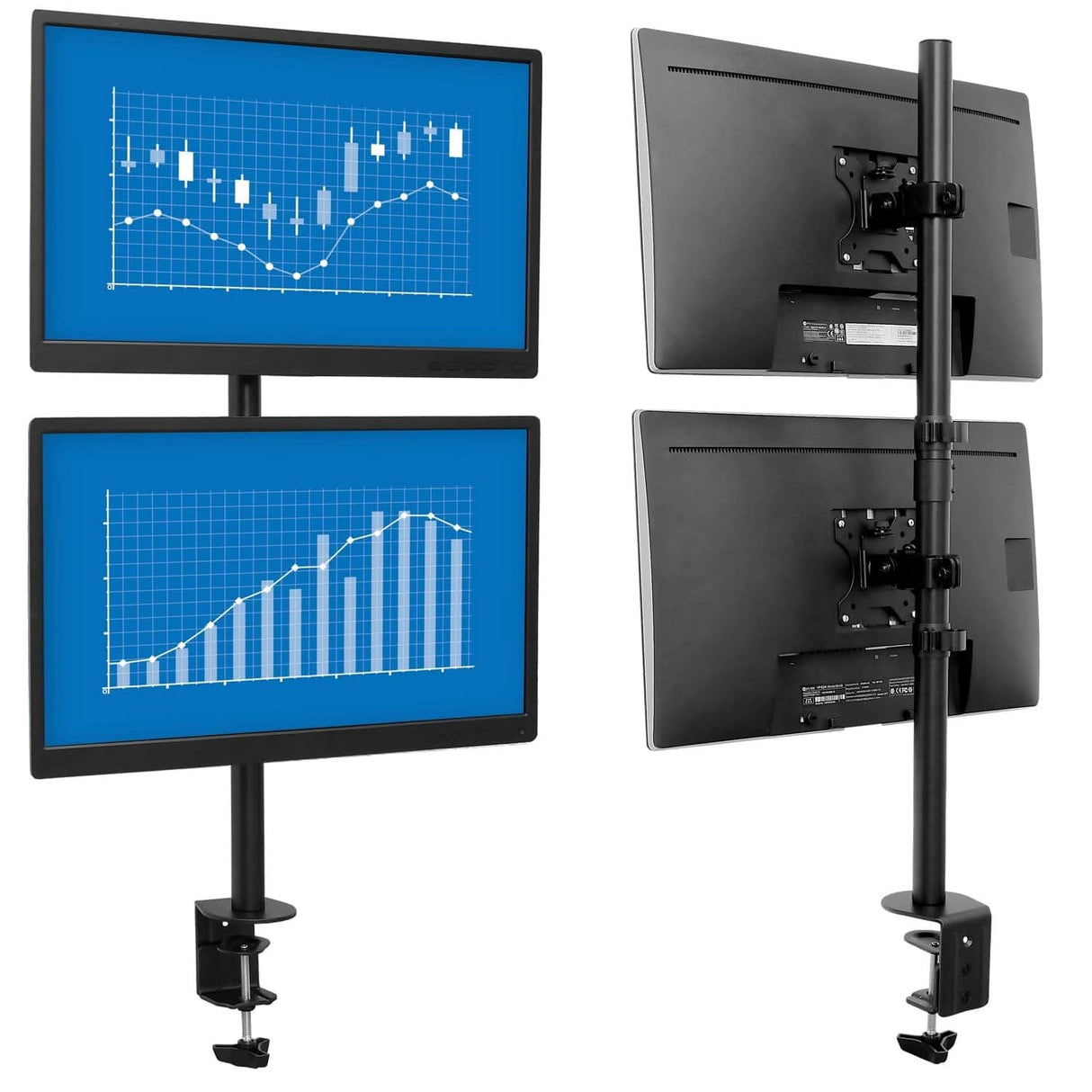 Black Monitor Mount - Vertical Dual Monitor Mount - Mount-It! - MI-1768