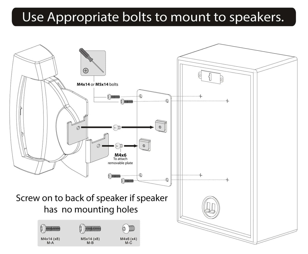 Speaker Mount - Universal Heavy Duty Speaker Wall Mount (Pair) - Mount-It! - MI-SB130