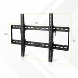 The Mount-It! Tilting TV Wall Mount is a black bracket with vertical and horizontal support bars, measuring 35" wide, 21" tall, and spaced 8.9" between brackets, shown on a white background.