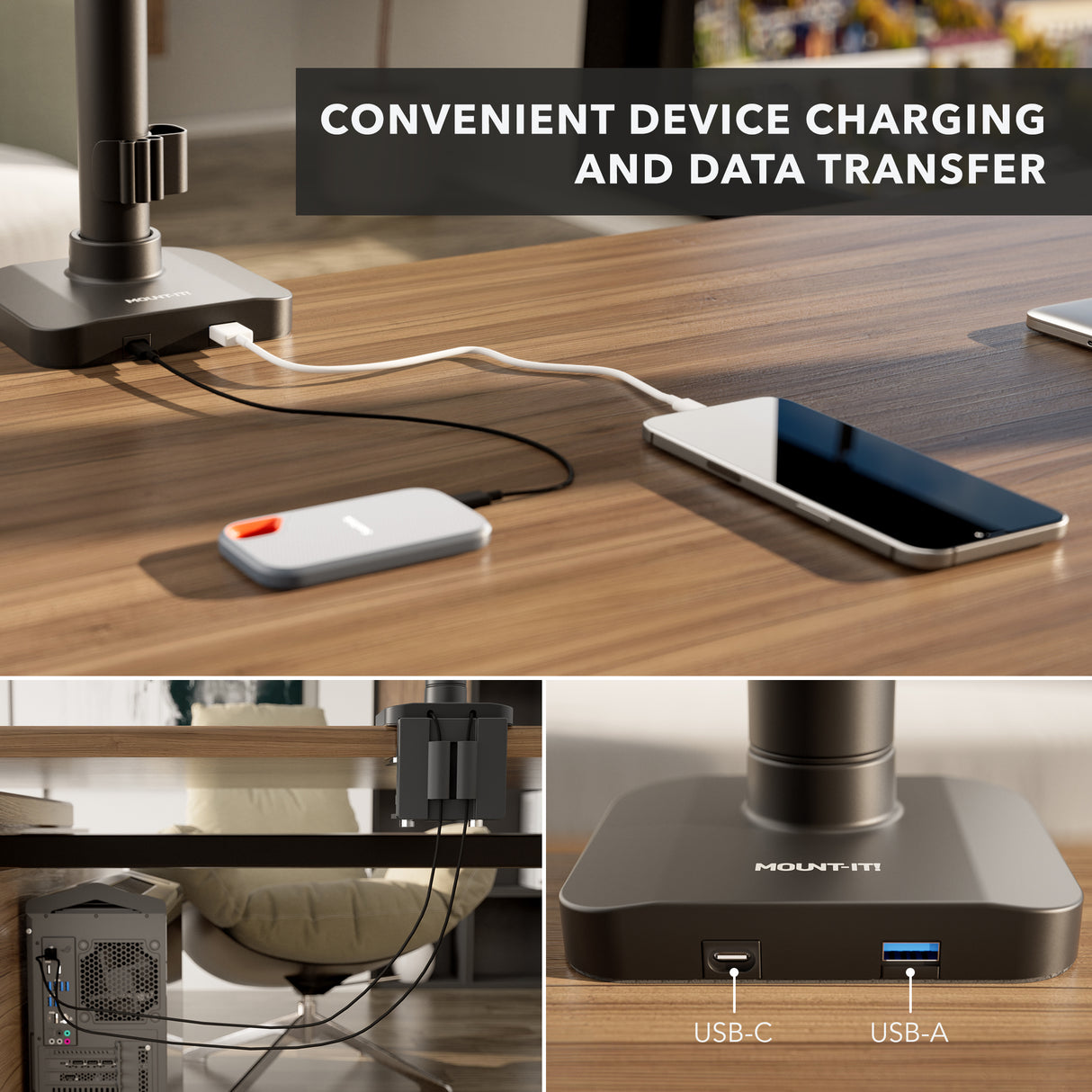 Heavy-Duty Monitor Mount with Pole & Gas Spring Arm