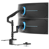 Heavy-Duty Dual Stacking Monitor Mount with Pole & Gas Spring Arms