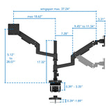 Heavy-Duty Dual Stacking Monitor Mount with Pole & Gas Spring Arms