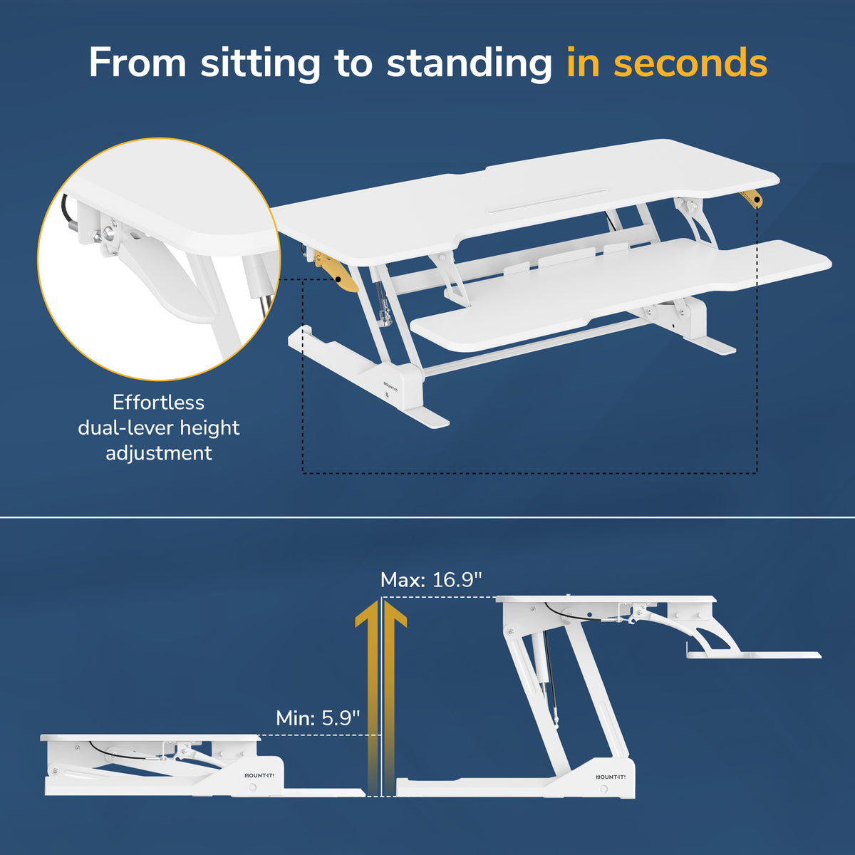 Large Standing Desk Converter with 47" Desktop