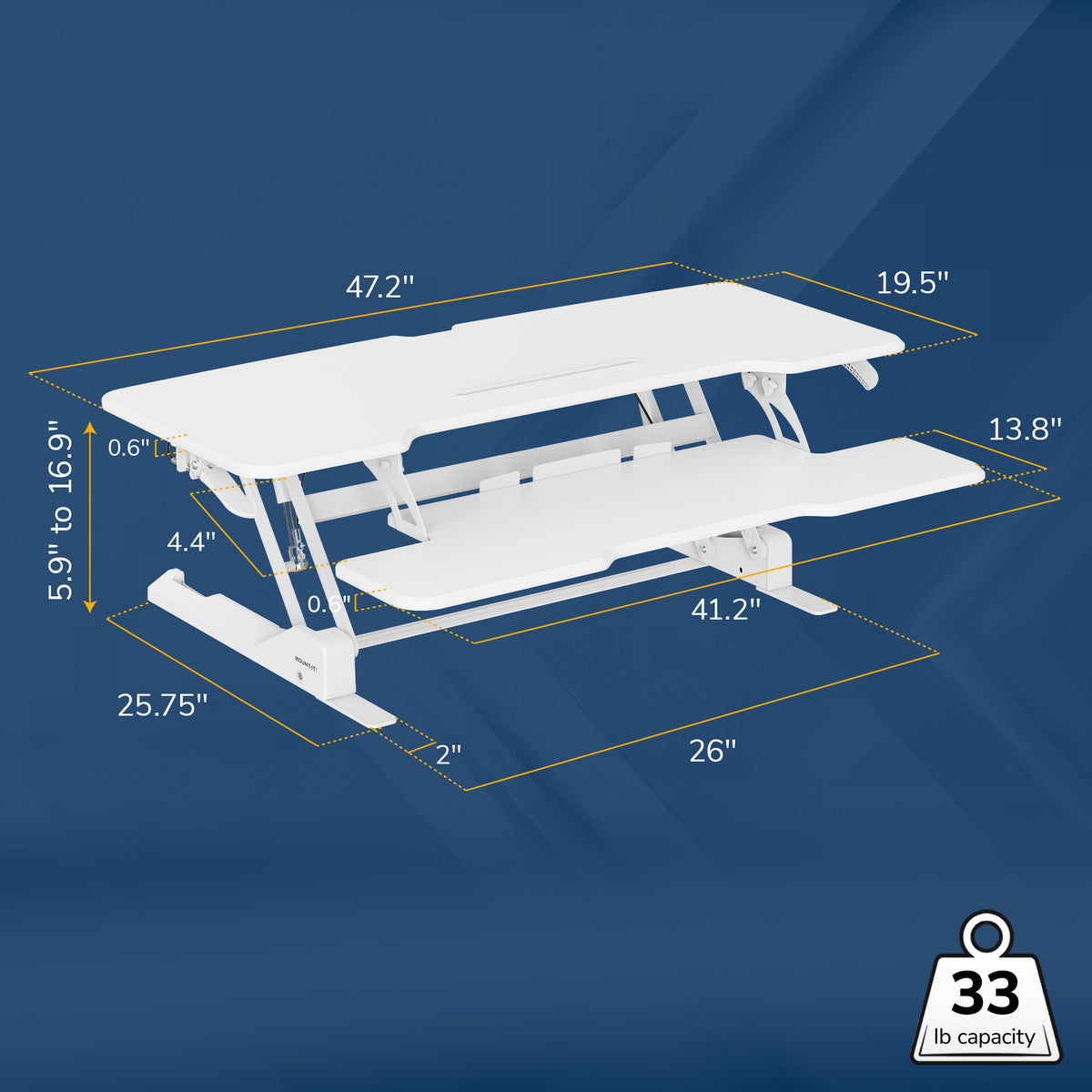Large Standing Desk Converter with 47" Desktop