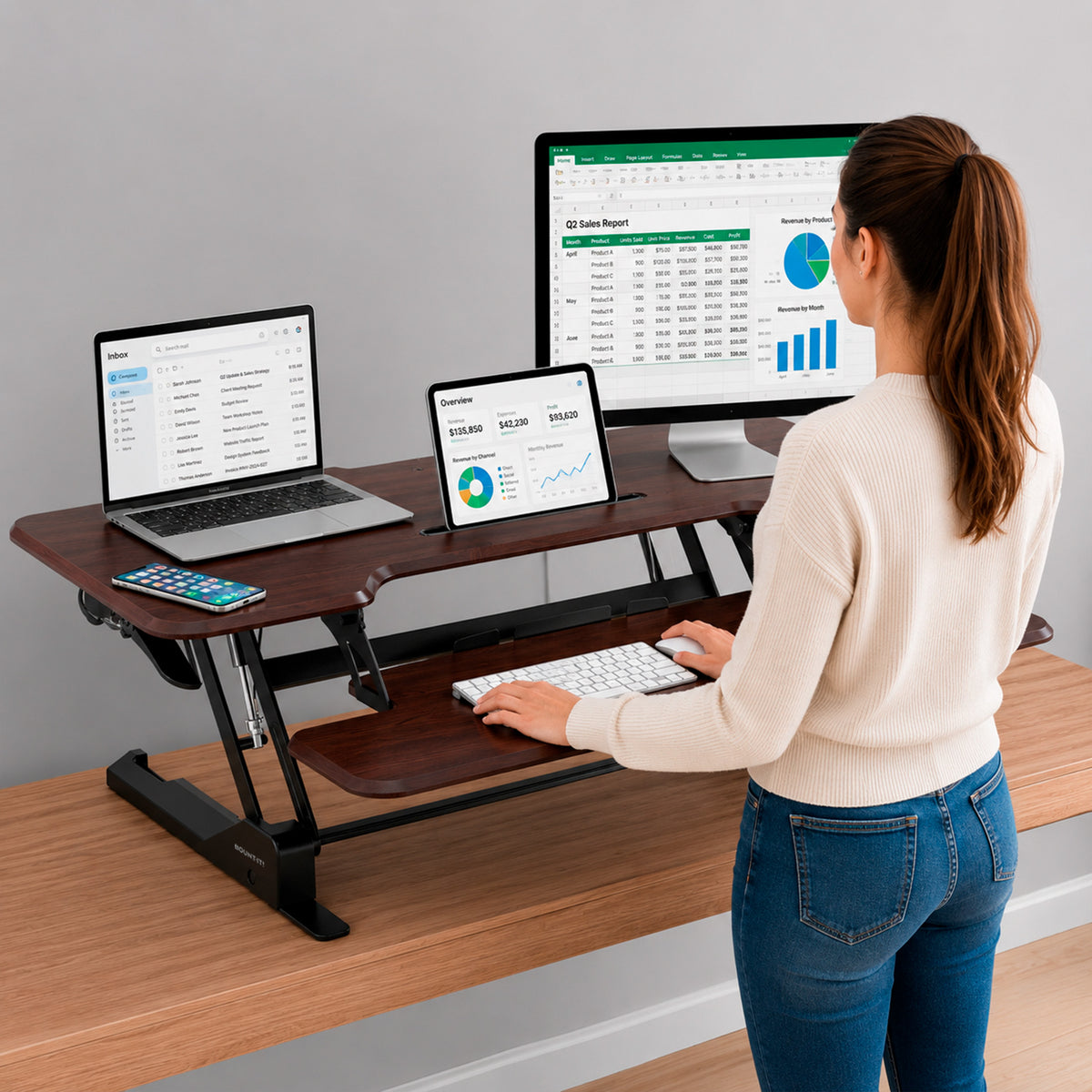 Large Standing Desk Converter with 47" Desktop