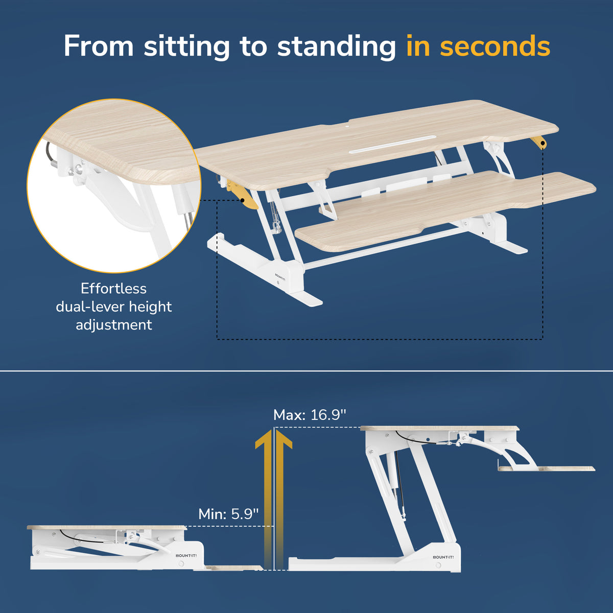 Large Standing Desk Converter with 47" Desktop