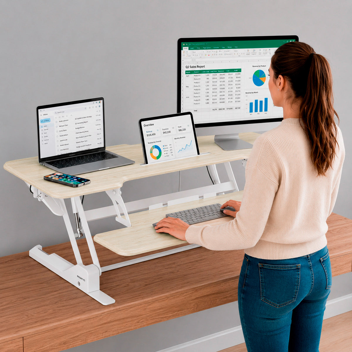 Large Standing Desk Converter with 47" Desktop