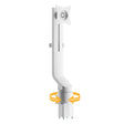 The Mount-It! MedHub Swivel Monitor Mount is a white adjustable monitor arm featuring a mounting plate and yellow arrows at the base showing its 360-degree rotation capability.