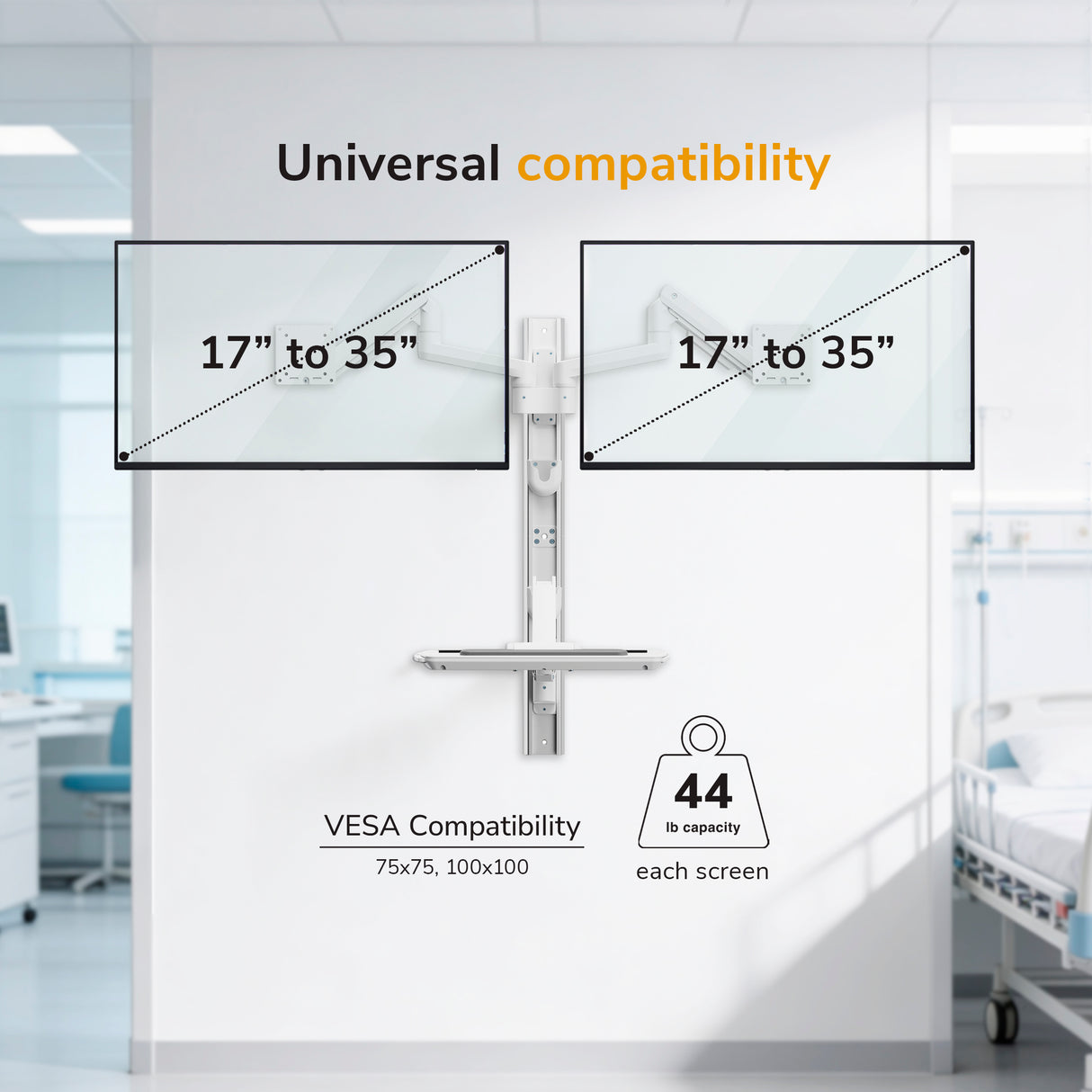 MedHub Dual Monitor Wall Workstation - Image 4 - Mount-It!