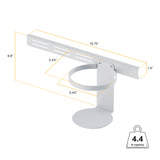 The Mount-It! MedHub Sanitizer Wipes Holder is a metallic circular holder with an adjustable arm, sized 15.75" x 6.6" x 1.4" with a 5.43" ring diameter, supporting up to 4.4 lbs—perfect for Medhub mobile workstations.