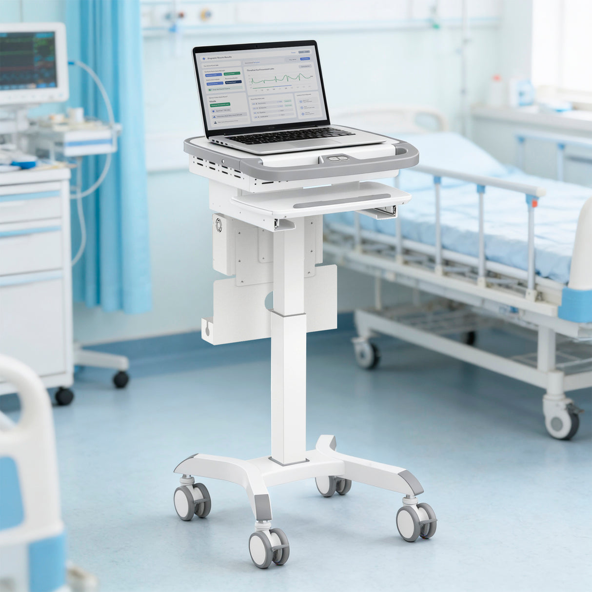 MedHub Motorized Mobile Workstation - Powered - Image 2 - Mount-It!