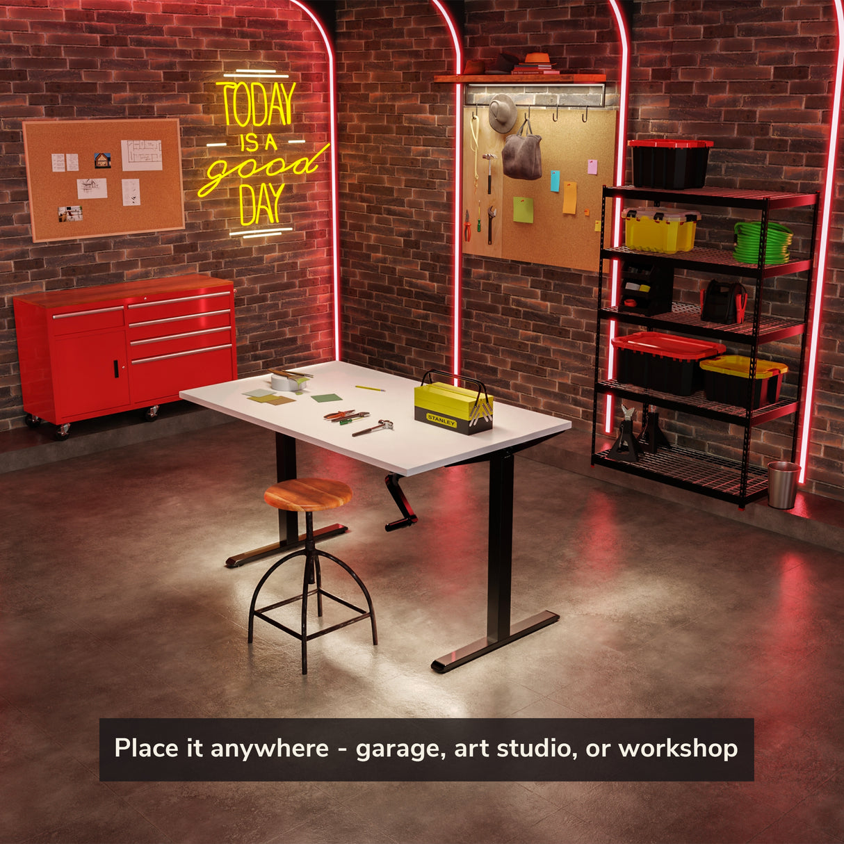 Hand Crank Standing Desk Frame with 48" Tabletop