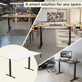 Hand Crank Standing Desk with 55" Tabletop - Black Base