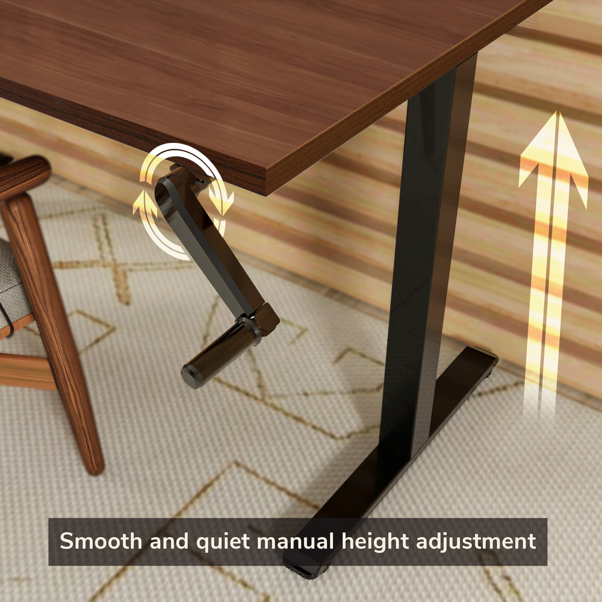 Hand Crank Standing Desk with 55" Tabletop - Black Base