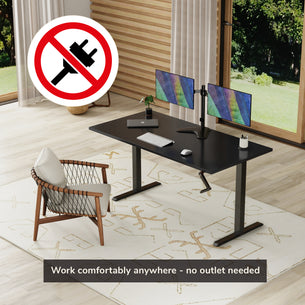 Hand Crank Standing Desk with 55" Tabletop - Black Base