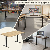 Hand Crank Standing Desk with 55" Tabletop - Black Base