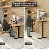 Hand Crank Standing Desk with 55" Tabletop - Black Base