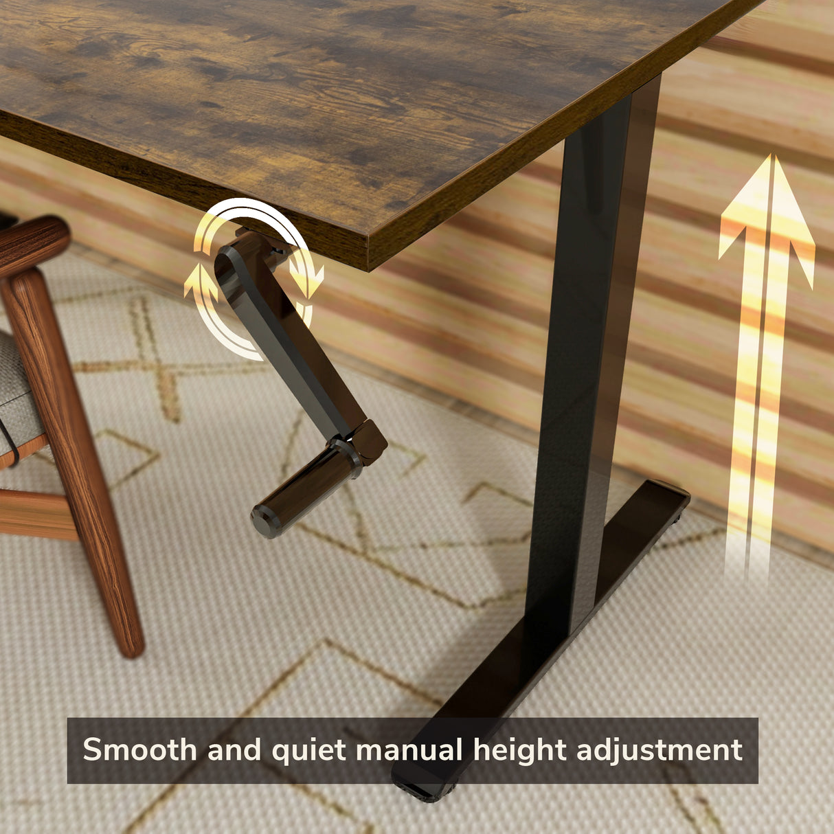 Hand Crank Standing Desk with 55" Tabletop - Black Base