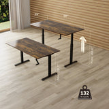 Hand Crank Standing Desk with 55" Tabletop - Black Base