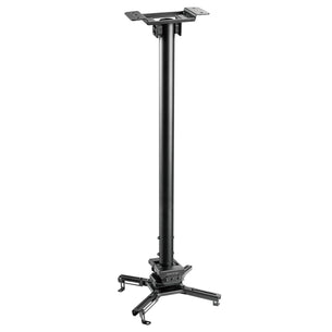 The Mount-It! Heavy Duty Projector Ceiling Mount in black features a long central pole and four adjustable arms at the base for securely holding your projector.