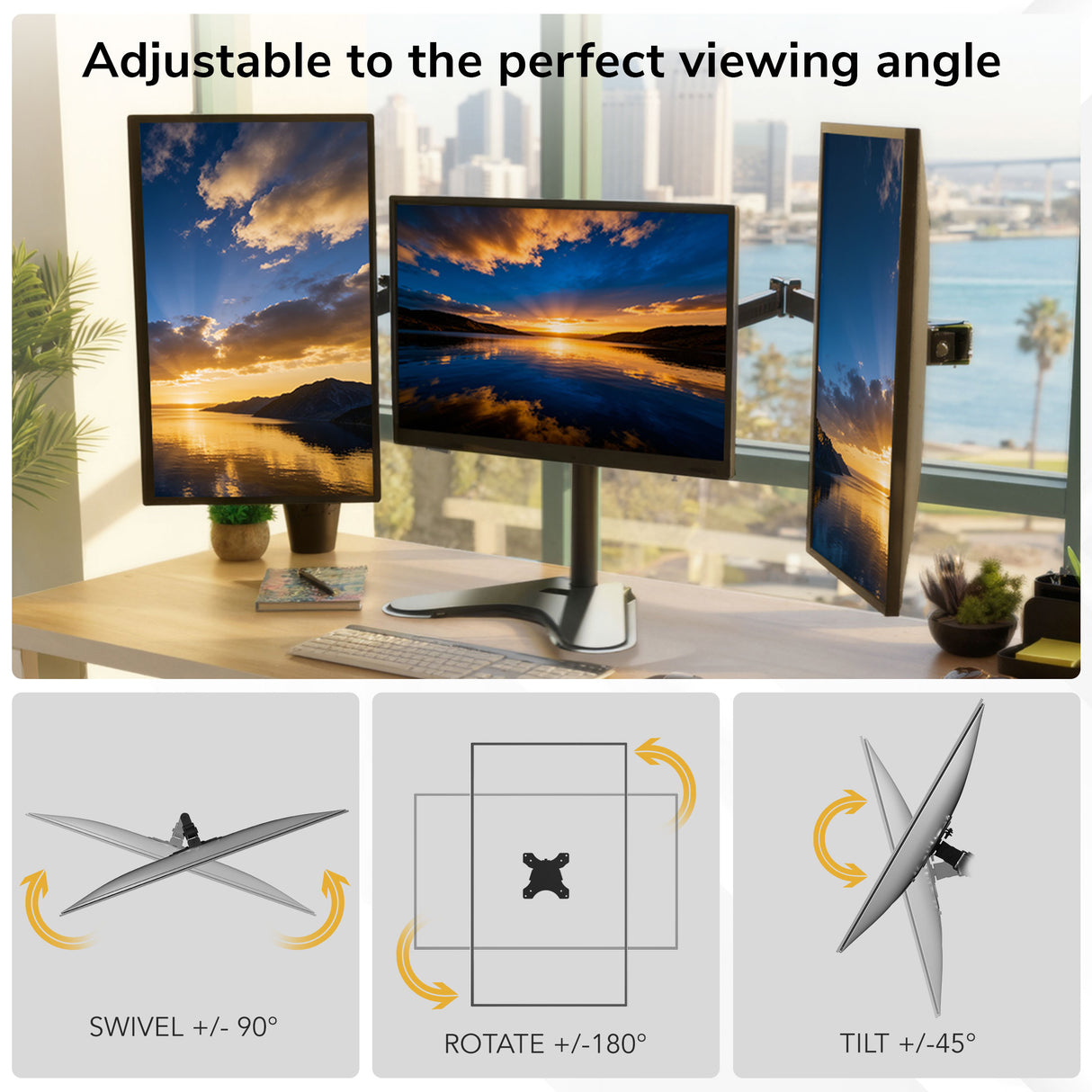 Full-Motion Triple Monitor Stand