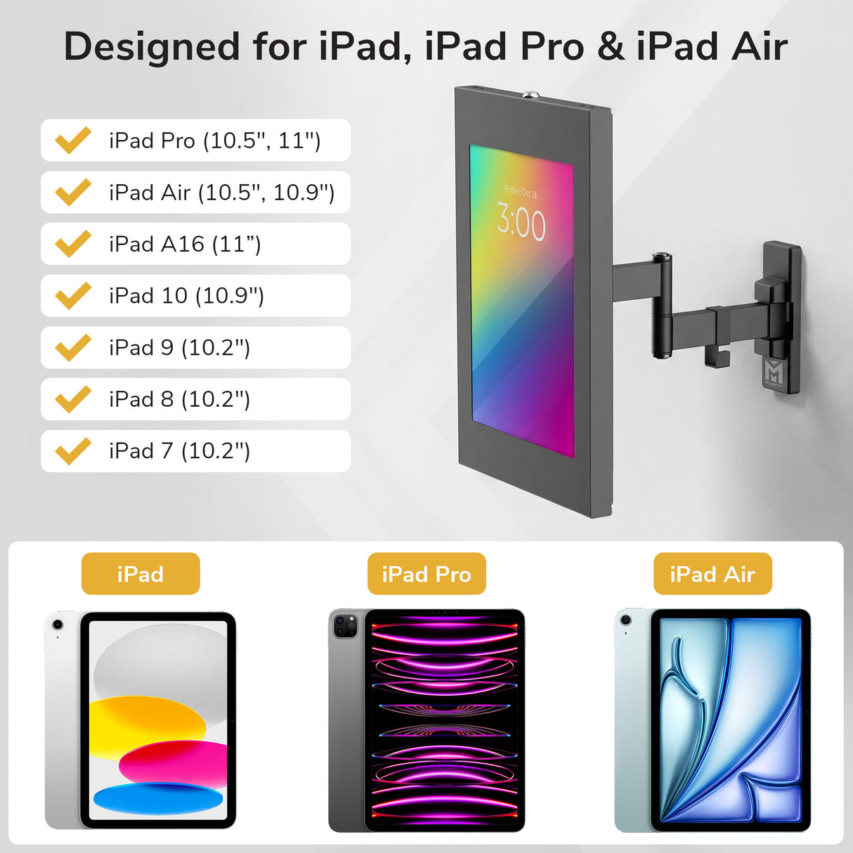 Anti-Theft Full-Motion Tablet Wall Mount