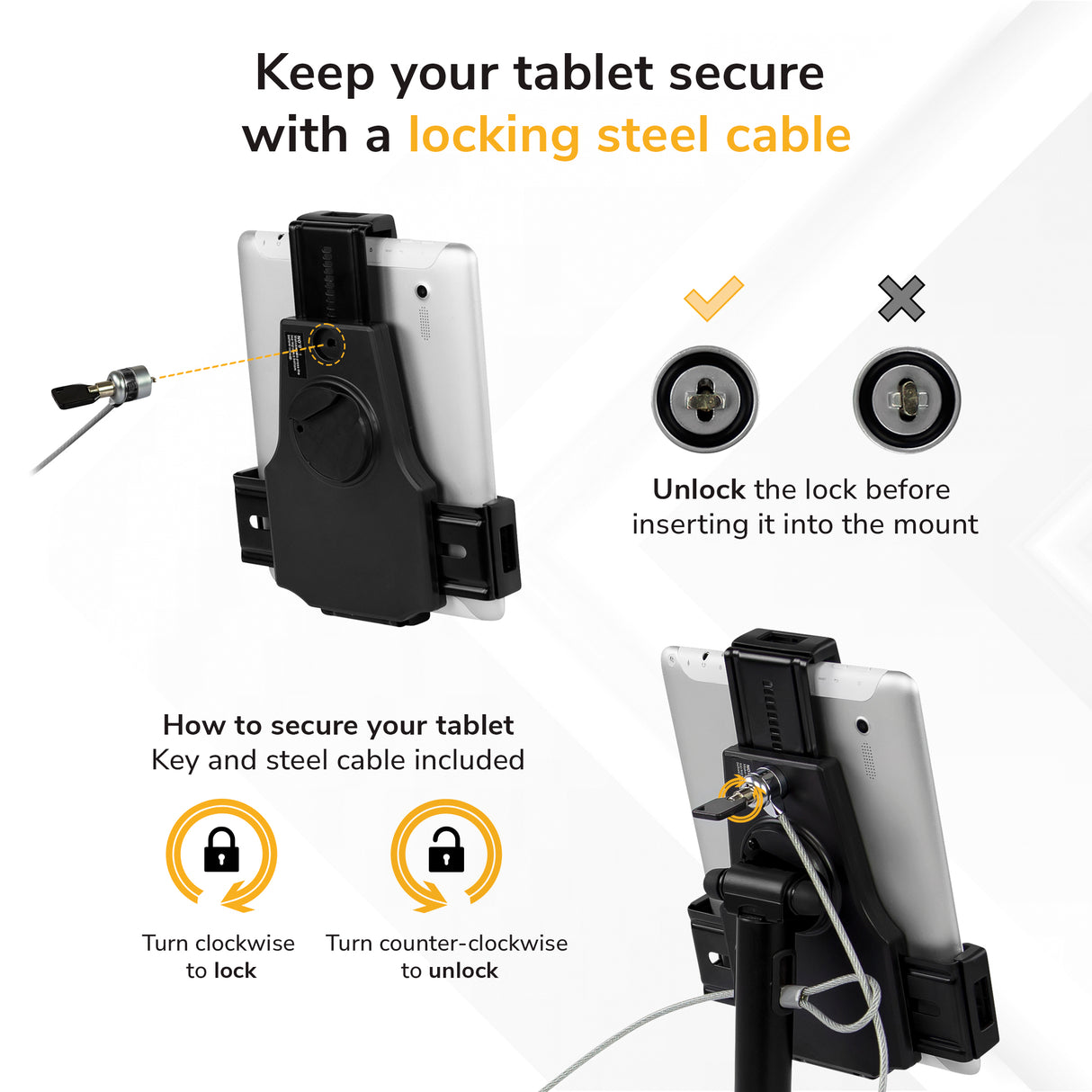 Universal Tablet Stand with Cable Lock