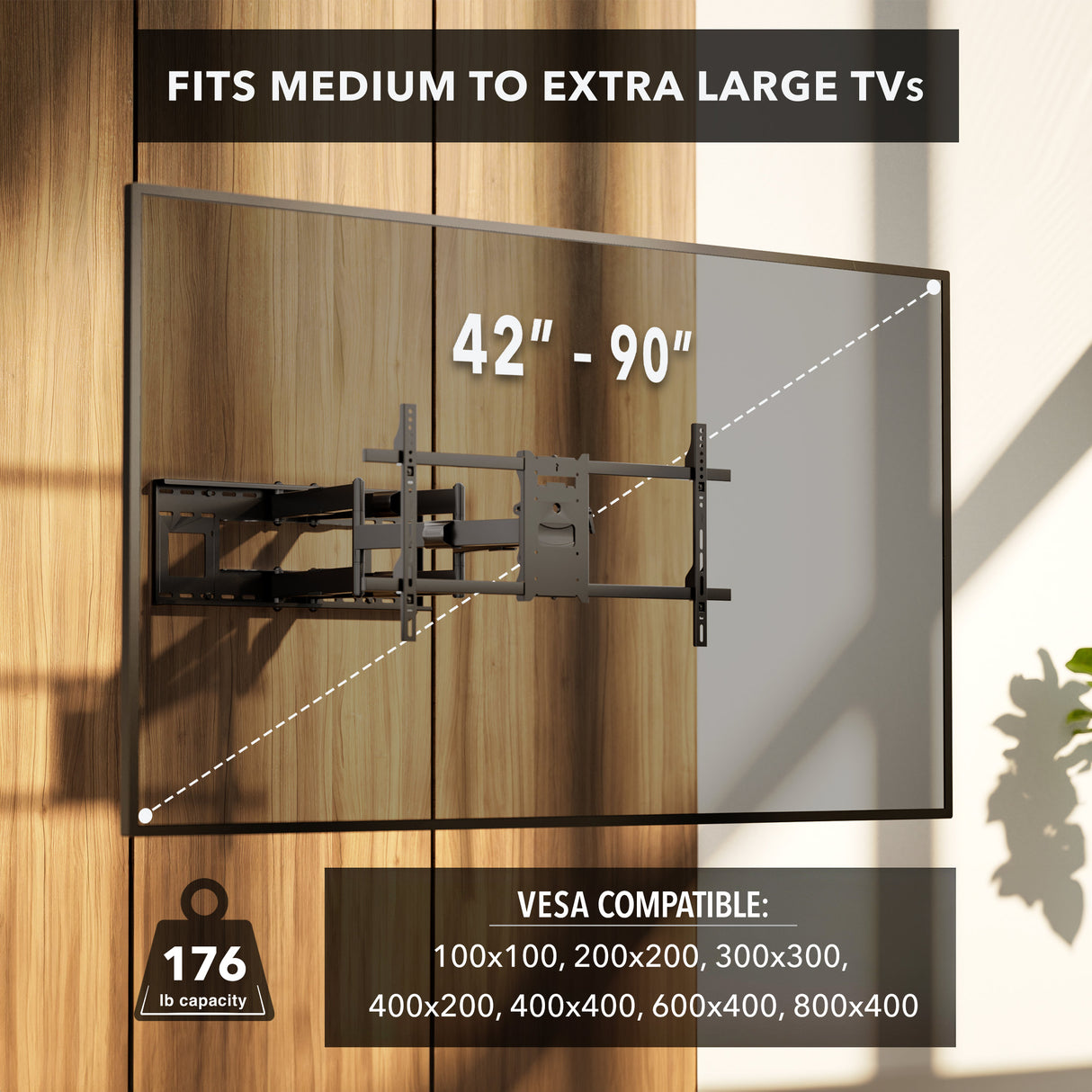 Heavy Duty Dual Arm TV Wall Mount with Extra Long Extension