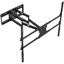 The Mount-It! The Beast XXL is a black, heavy-duty commercial wall mount with dual extending arms and multiple mounting points, supporting large TVs. Enjoy full-motion versatility with swivel and tilt features.