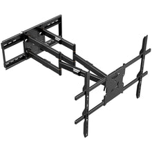 The Mount-It! The Beast Heavy Duty Full Motion TV Wall Mount in black features multiple adjustable arms, brackets, and an extra long extension, designed to securely hold a large flat-screen TV away from the wall.