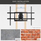Full Motion TV Wall Mount with Extra Long Extension for 43" - 100" TVs demonstrating easy installation on a 16-inch single wood stud, with compatibility for concrete and brick walls, showing the wall mount hardware included and the mounting bracket securely aligned for versatile surface options.