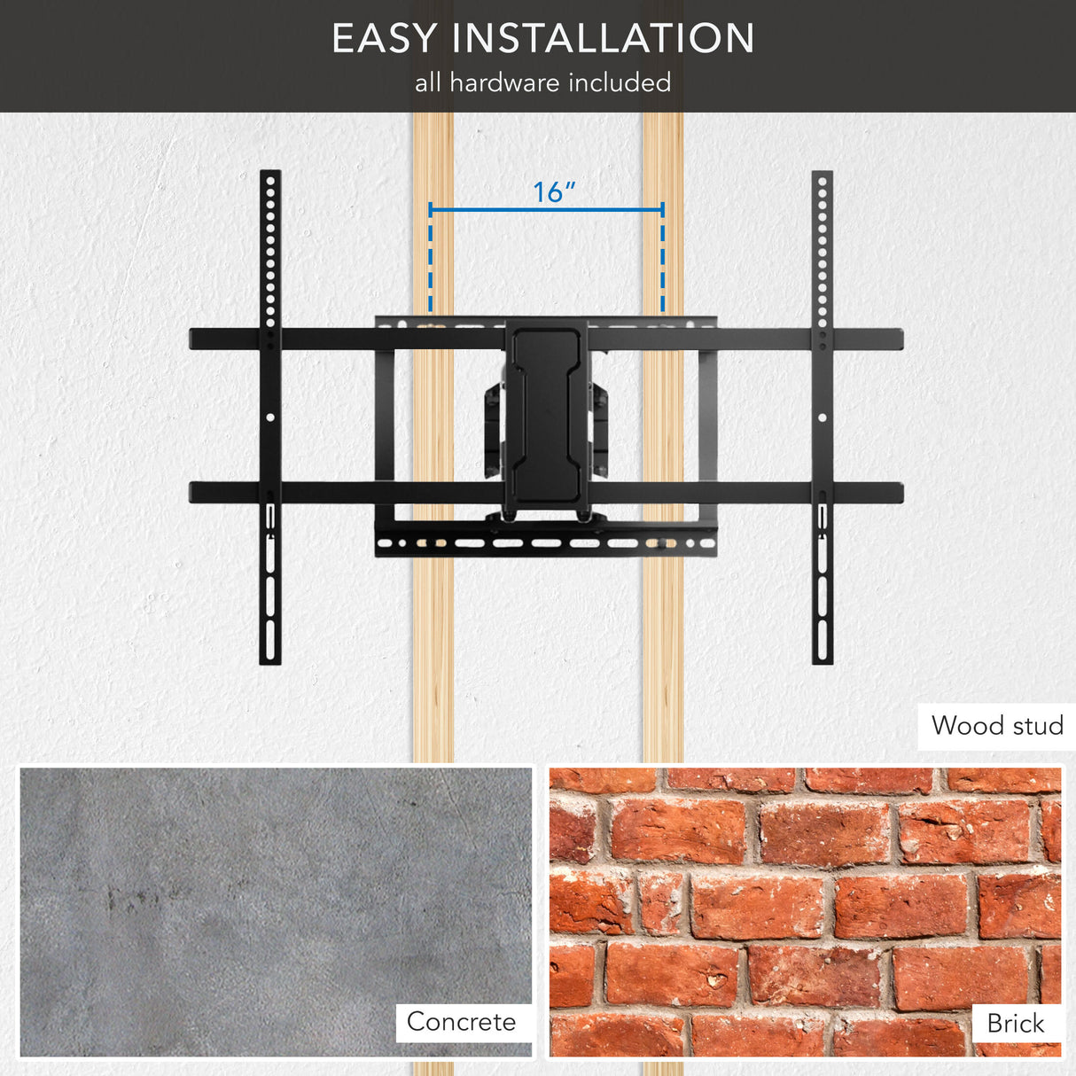 Full Motion TV Wall Mount with Extra Long Extension for 43" - 100" TVs