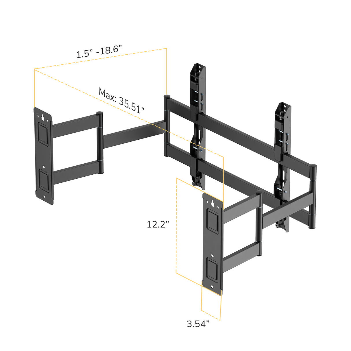 Full-Motion Corner TV Mount with Split Wall Plate