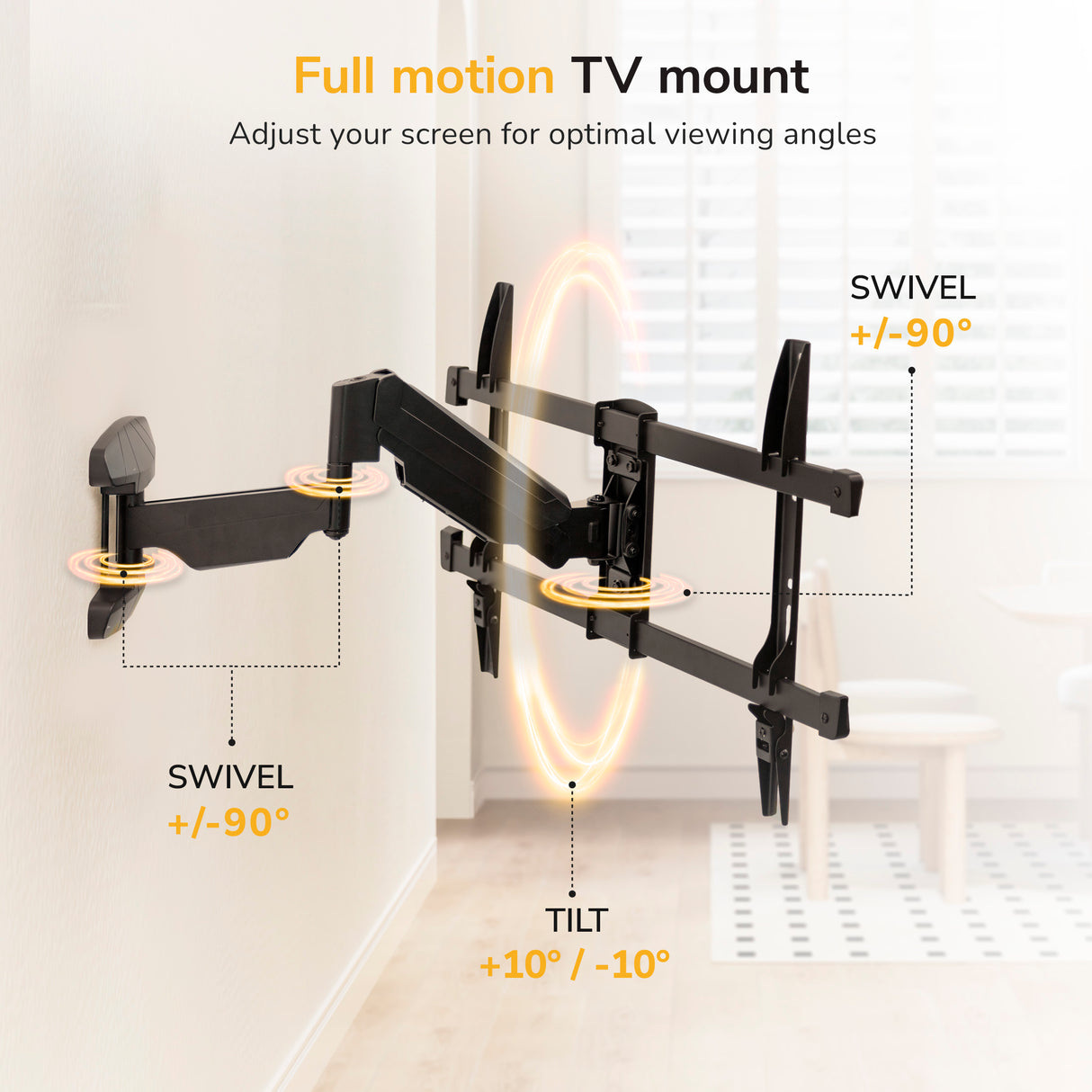 Full Motion TV Wall Mount with Gas Spring Arm