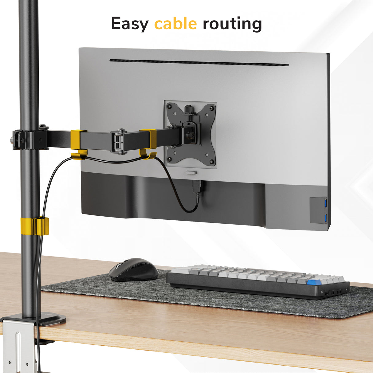 Full-Motion Monitor Mount with Extra-Tall Pole