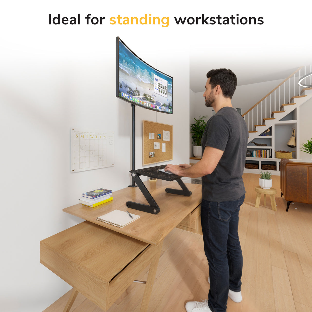 Full-Motion Monitor Mount with Extra-Tall Pole