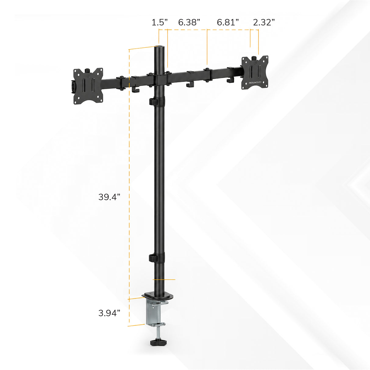 Full Motion Dual Monitor Mount with Extra-Tall Pole