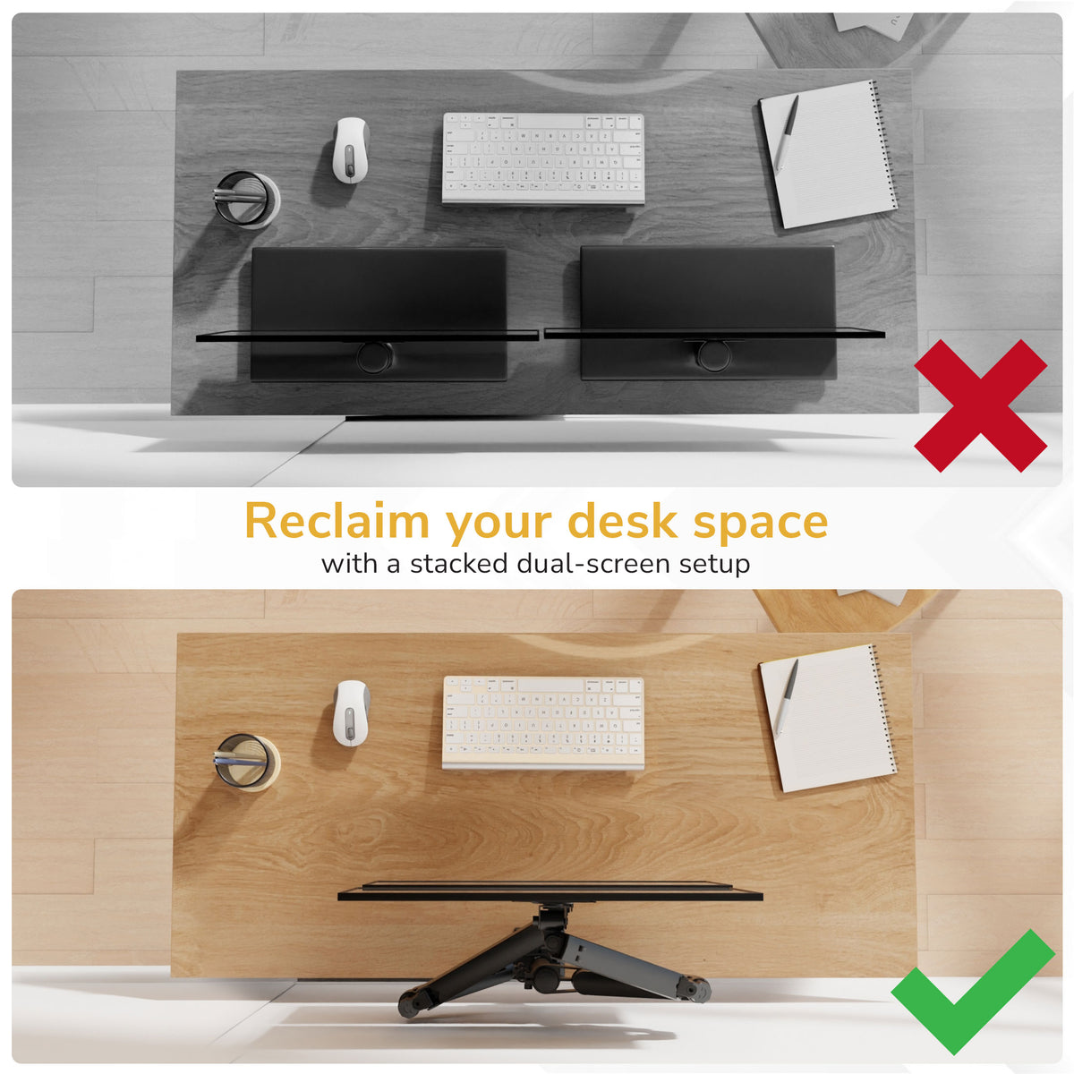 Dual Monitor Mount with Stackable Gas Spring Arms