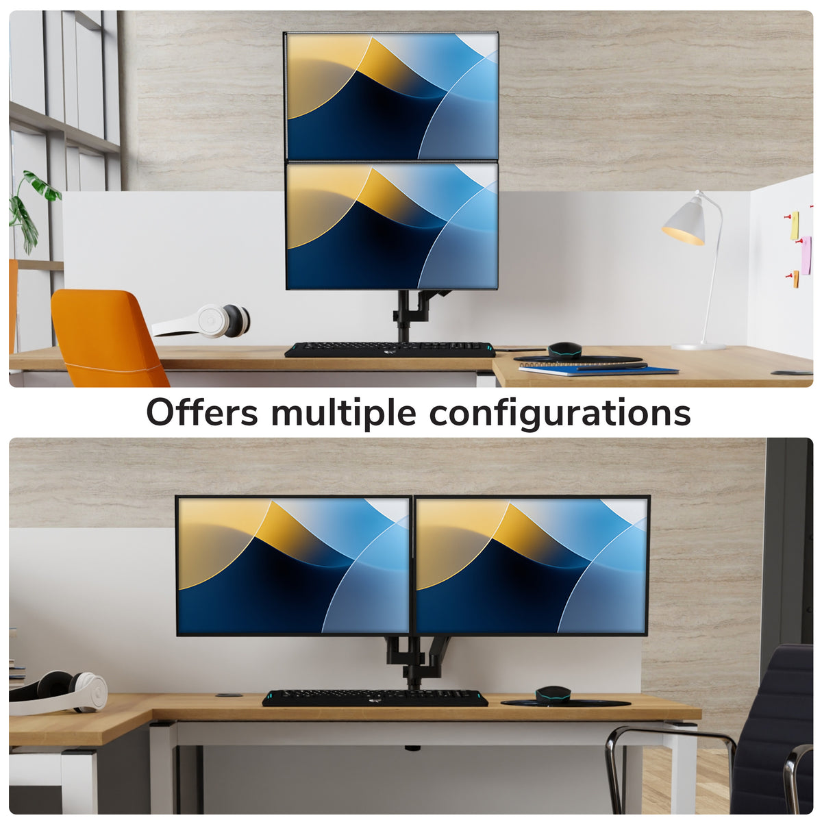 Dual Monitor Mount with Stackable Gas Spring Arms