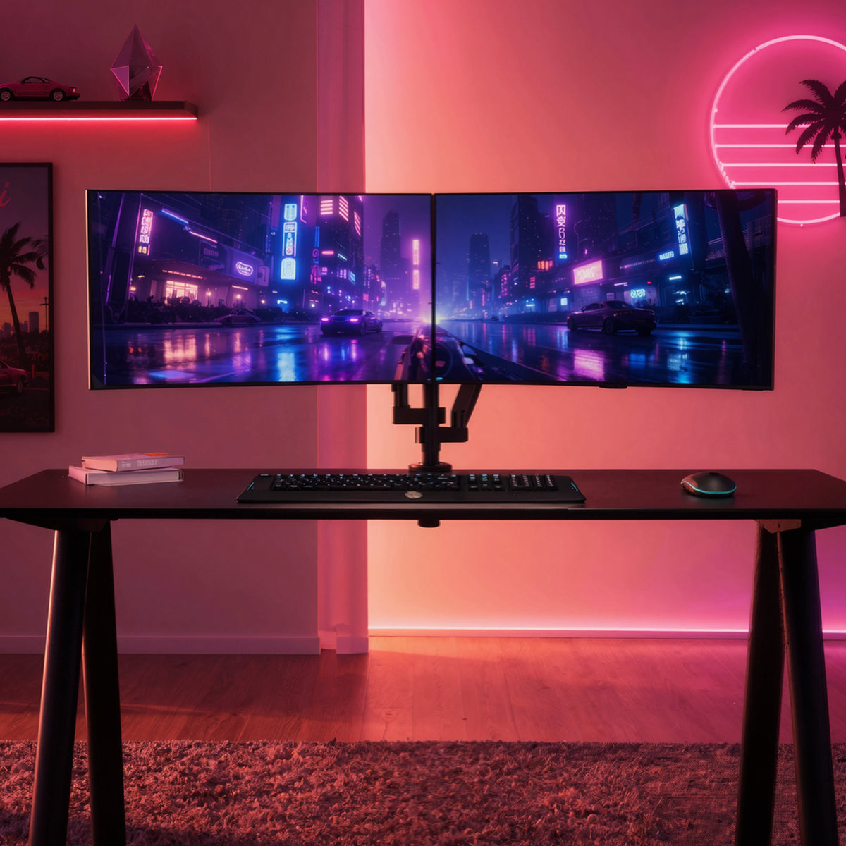 Dual Monitor Mount with Stackable Gas Spring Arms